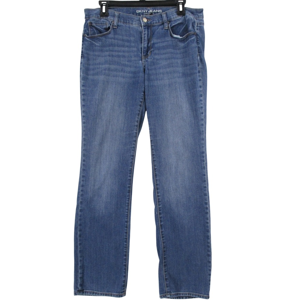 DKNY Jeans Soho Straight Leg Medium Wash Denim Jeans Size 8